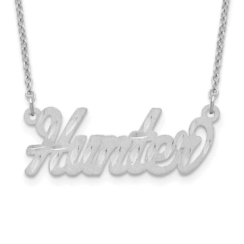 ladies-star-rope-necklaces-Personalized Satin, Diamond-Cut Small Script Name Necklace