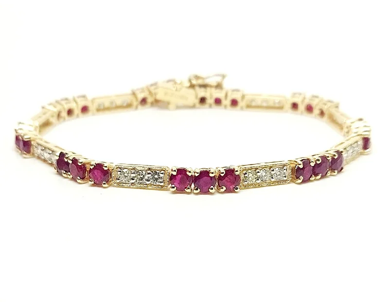 ladies-vintage-rose-gold-bracelets-Ruby & Diamond Trail Bracelet AD NO 2880