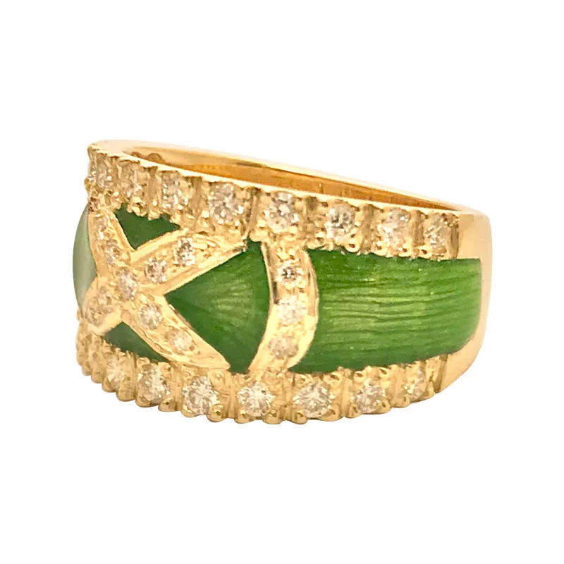 Ladies rings 22k gold finish -Ring - Diamond ( Enamel)