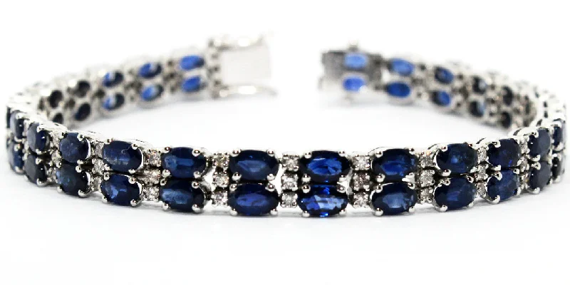 ladies-modern-diamond-bracelets-Double Row Sapphire & Diamond Bracelet Ad No. 1024