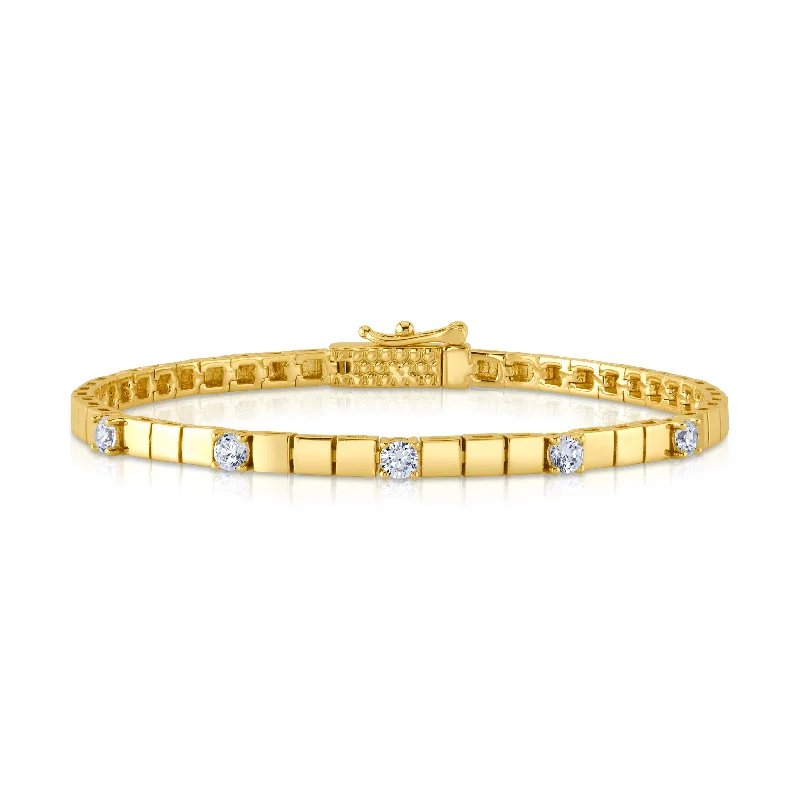 ladies-bridal-wrap-bracelets-CZ HARMONY SQUARE LINK BRACELET, GOLD