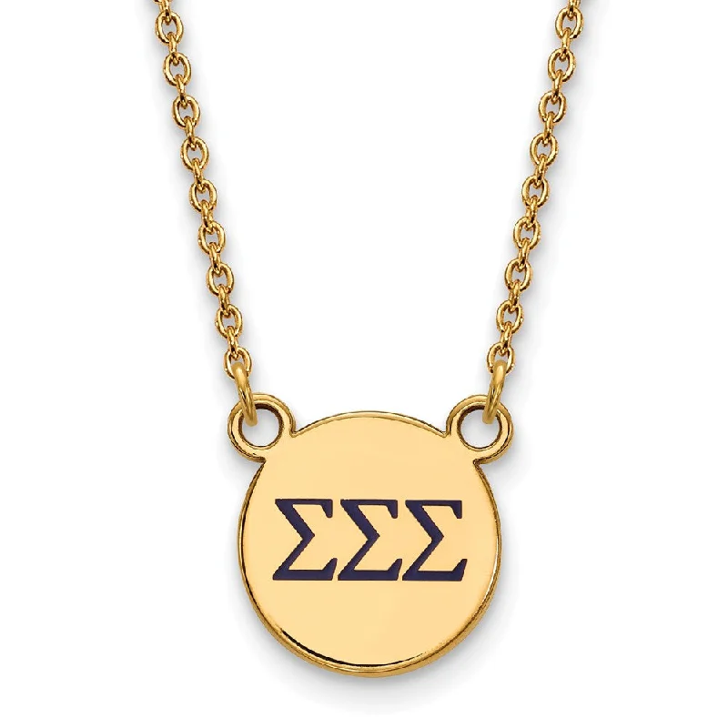 ladies-moon-pearl-necklaces-14K Plated Silver Sigma Sigma Sigma Sm Navy Enamel Greek Necklace