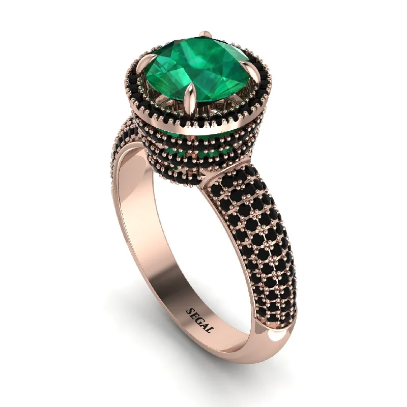 Ladies engagement rings for lens vows -Emerald Cluster Halo Engagement Ring - Katie No. 35