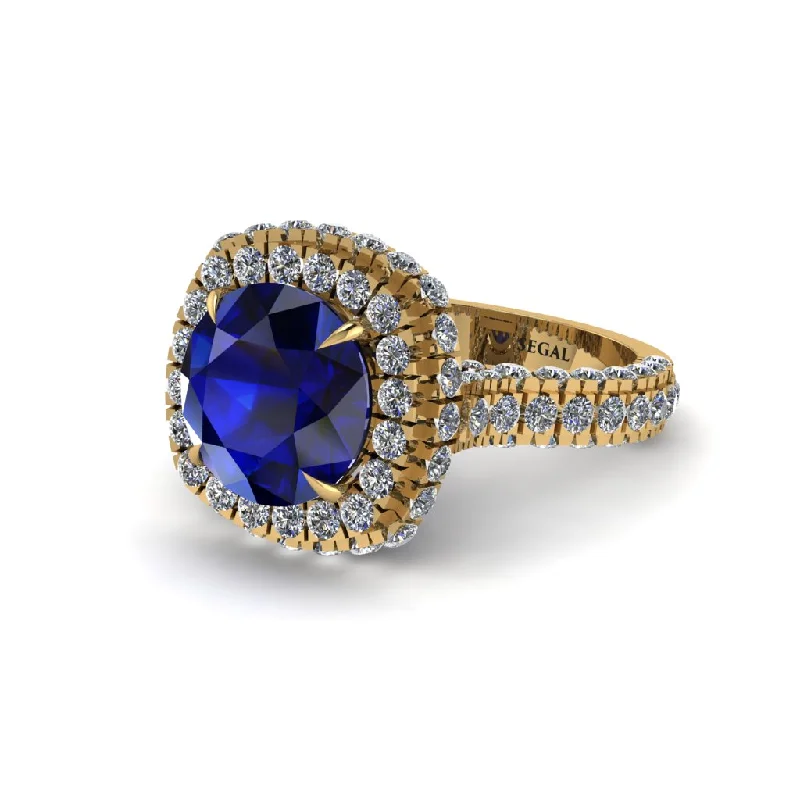 Ladies engagement rings chic brilliance -Sapphire Pave Double Halo Engagement Ring - Eve No. 13