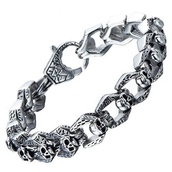 ladies-minimalist-silver-bracelets-Skull Bracelet