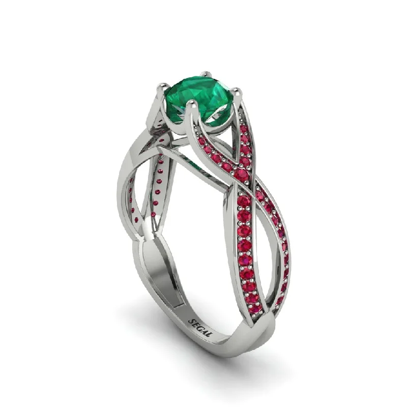 Ladies engagement rings for fairy-tale proposals -Emerald Eternal Twist Engagement Ring - Maisie No. 51