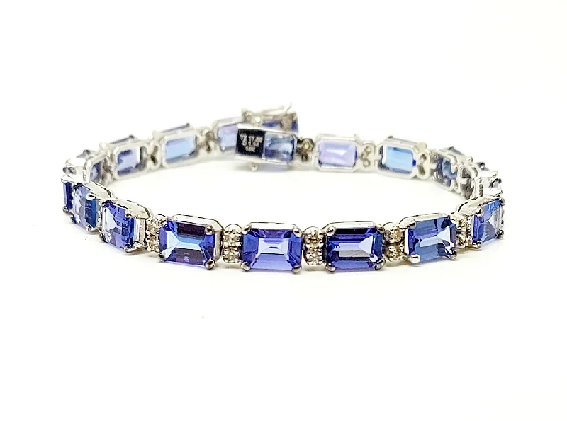 ladies-star-twist-bracelets-Extraordinary Collection: Tanzanite And Diamond  Bracelet In 14k White Gold AD NO: 2579