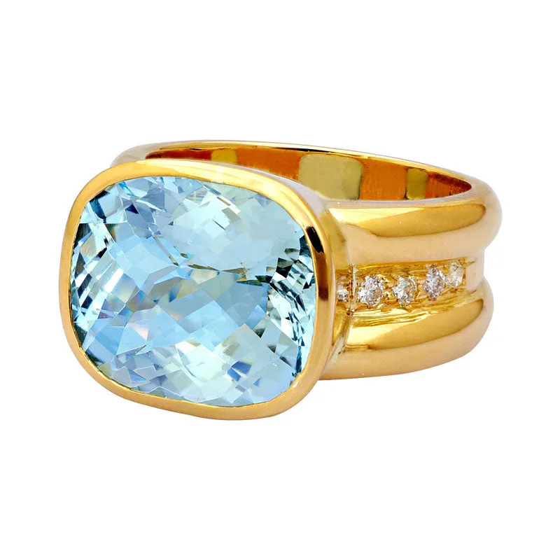 Ladies rings nostalgic charm -Ring-Aquamarine and Diamond