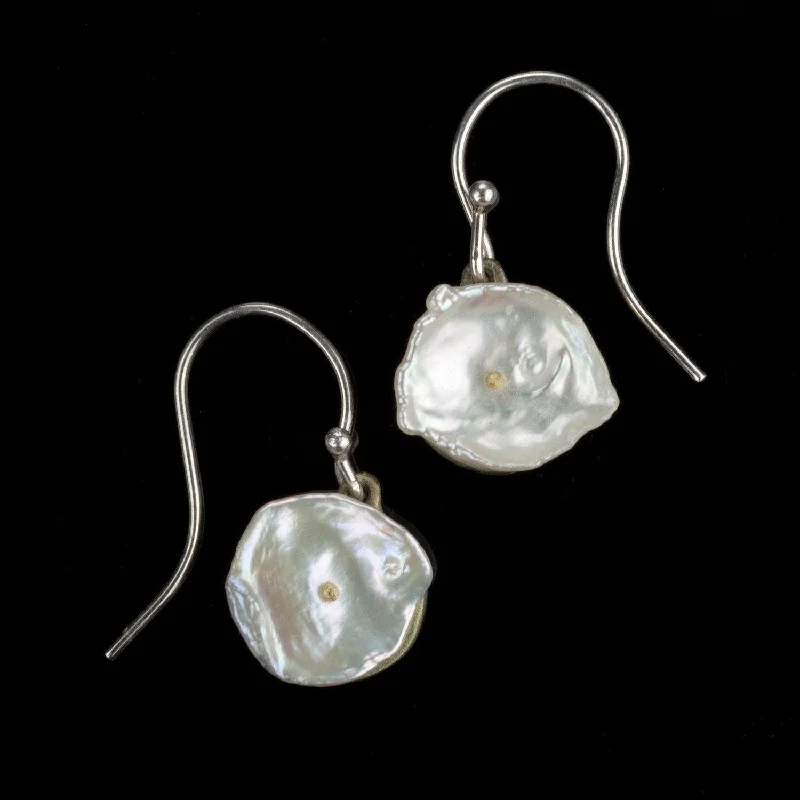 Ladies earrings thick elegance -Silver Dollar Earrings - Wire Drop