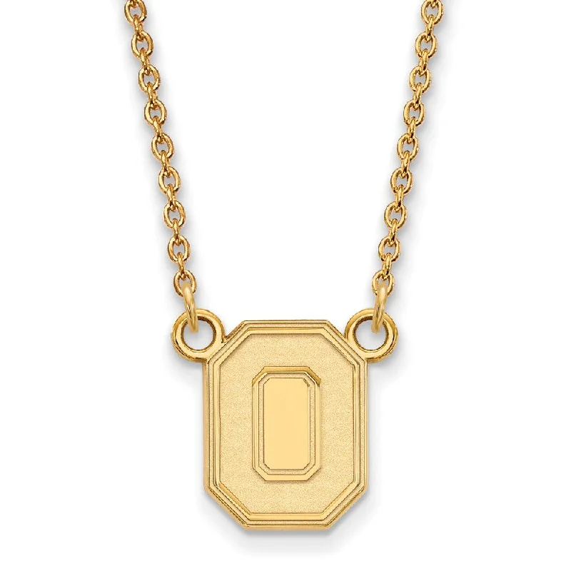 ladies-sterling-silver-bar-necklaces-14k Gold Plated Silver Ohio State Small Pendant Necklace, 18 Inch