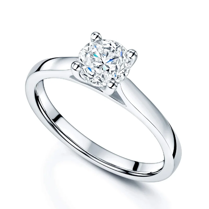 Ladies engagement rings for style-icon love -Simply Solitaire Collection Platinum Set Diamond Solitaire Engagement Ring GIA Certified 1.00 Carat