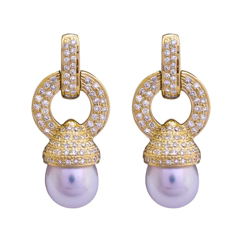 Ladies earrings for trend vibes -Earrings- South Sea Pearl and Diamond  (2203A)