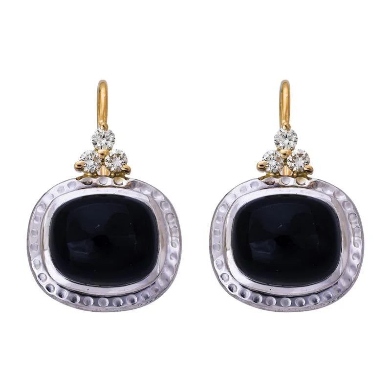 Ladies earrings for rhyme vibes -Earrings- Onyx and Diamond  (27HM)