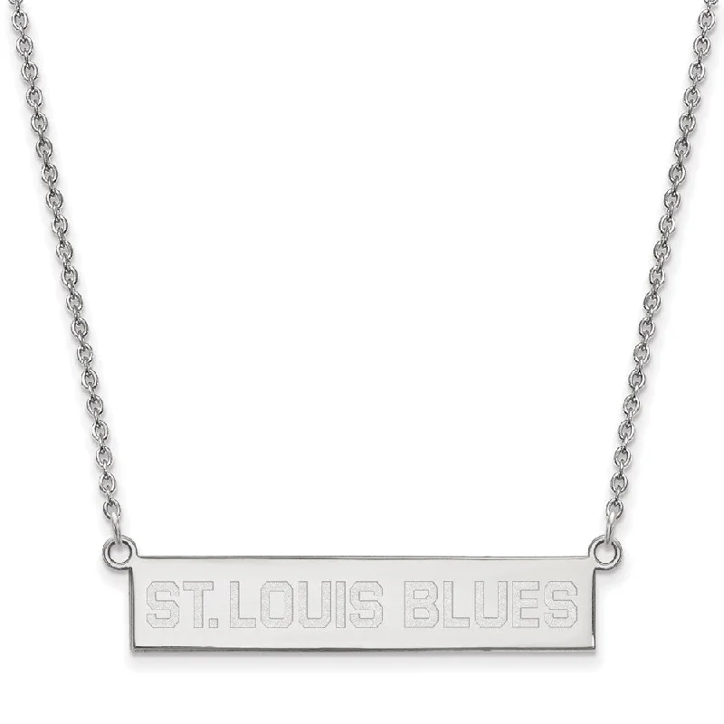 ladies-cross-pearl-necklaces-Sterling Silver NHL St. Louis Blues SM Bar Necklace, 18 In