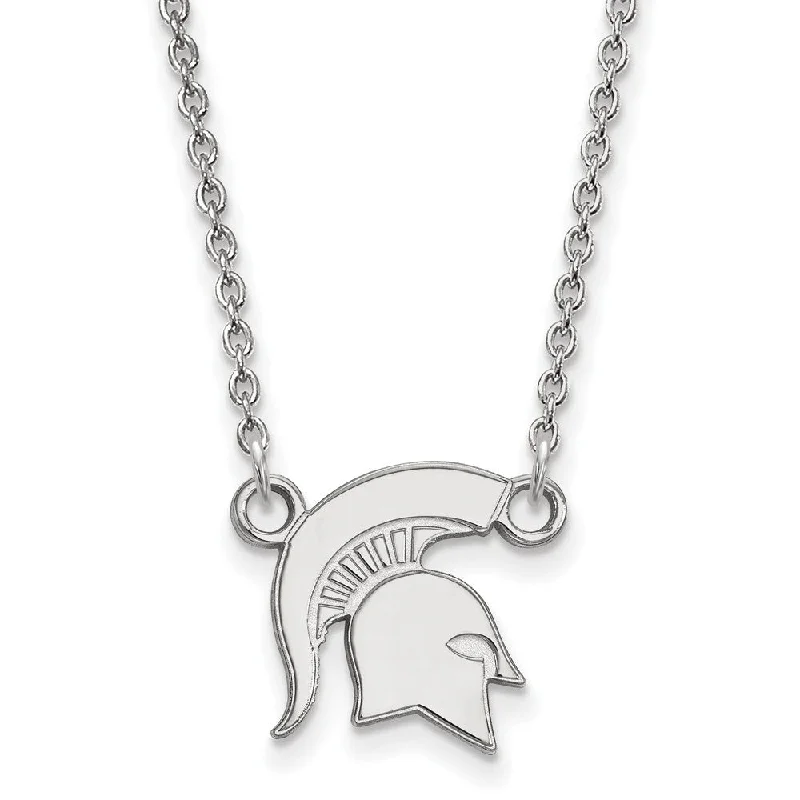 ladies-party-link-necklaces-14k White Gold Michigan State Small Pendant Necklace