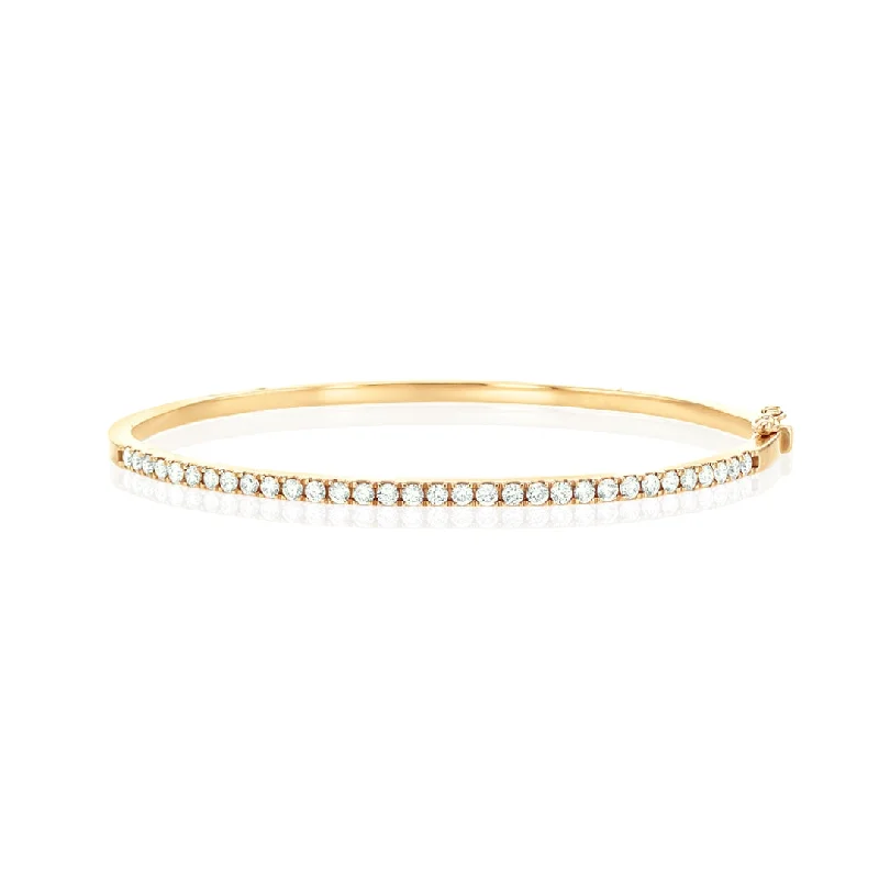 ladies-luxury-gold-bracelets-1.00 Cttw Round Diamond 14K Yellow Gold Bangle Bracelet