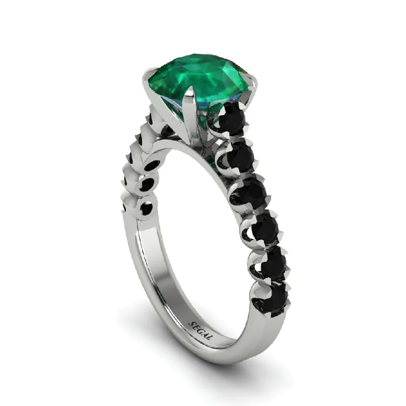 Ladies engagement rings for bridal dreams -2ct Round Cut Emerald 14K Gold Engagement Ring - Christina No. 36