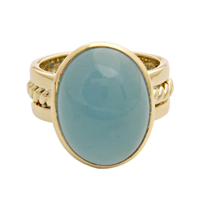 Ladies rings with loop motifs -Ring-Aquamarine