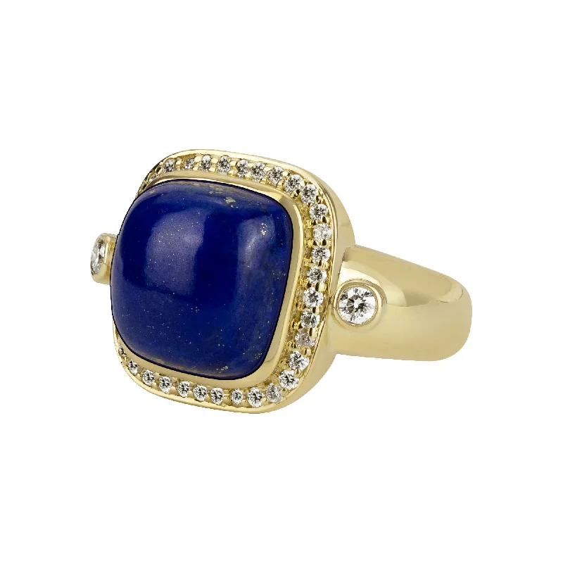 Ladies rings for hangout vibes -Ring - Lapis Lazuli And Diamond (2344C)