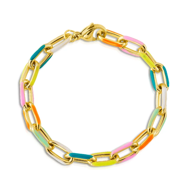 ladies-infinity-diamond-bracelets-NEON FUN PAPERCLIP BRACELET, GOLD