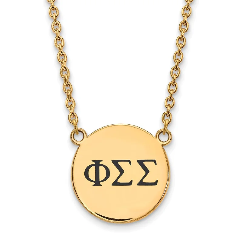 ladies-flower-link-necklaces-14K Plated Silver Phi Sigma Sigma Large Enamel Greek Letters Necklace