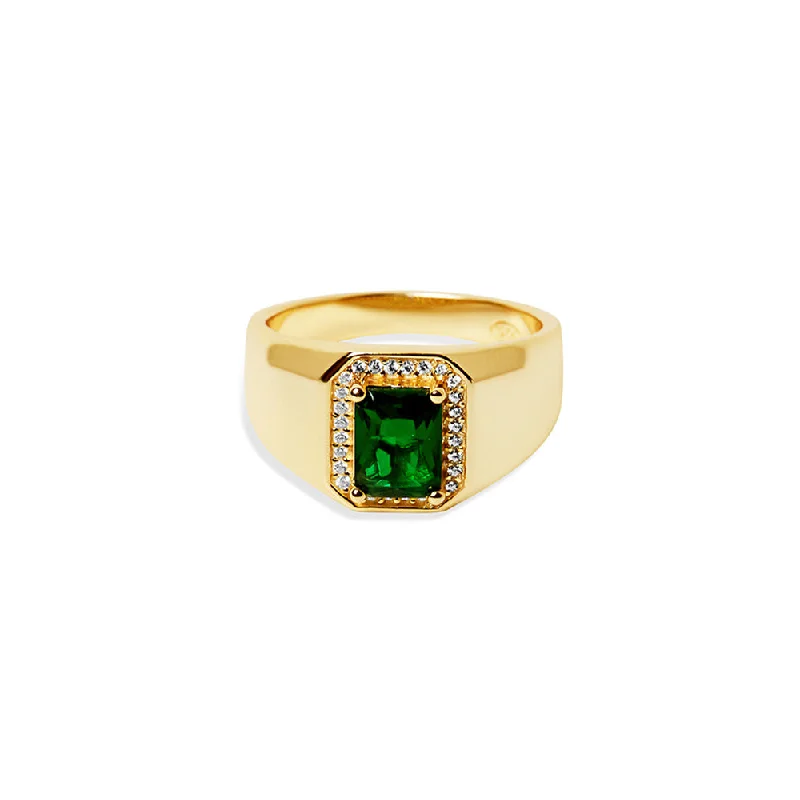 Ladies rings for cafe vibes -THE EMERALD PAVE' SIGNET RING