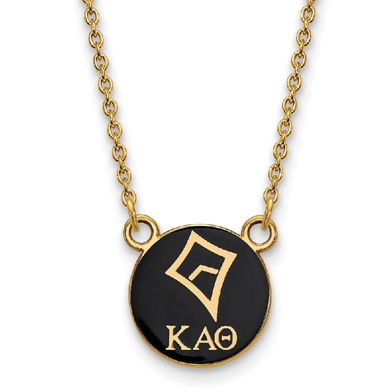 ladies-statement-gold-necklaces-14K Plated Silver Kappa Alpha Theta Small Enamel Logo Necklace