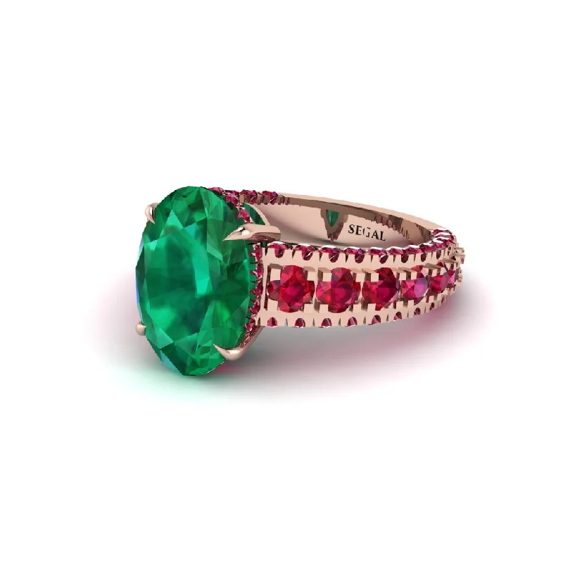 Ladies engagement rings with sly accents -4ct Oval Cut Emerald Pave Engagement Ring - Selah No. 50