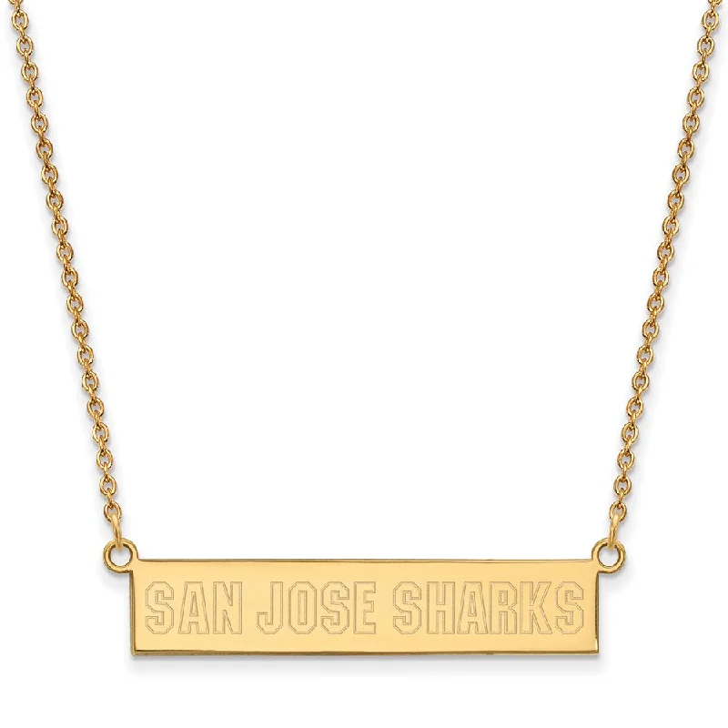 ladies-artisan-gold-necklaces-SS 14k Yellow Gold Plated NHL San Jose Sharks SM Bar Necklace, 18 Inch