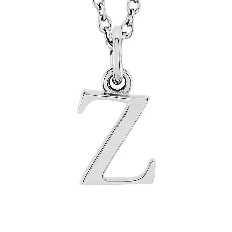 ladies-luxury-silver-necklaces-The Abbey Lower Case Initial 'z' Necklace in 14k White Gold, 16 Inch