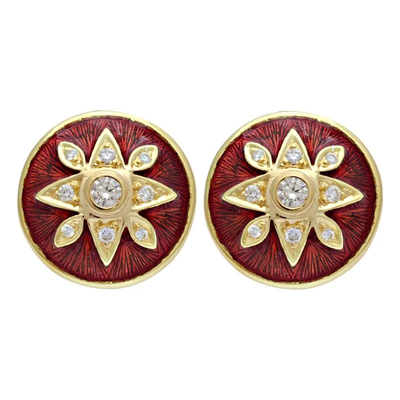 Ladies earrings with tulip studs -Earrings-Diamond (Enamel)  (2109C)