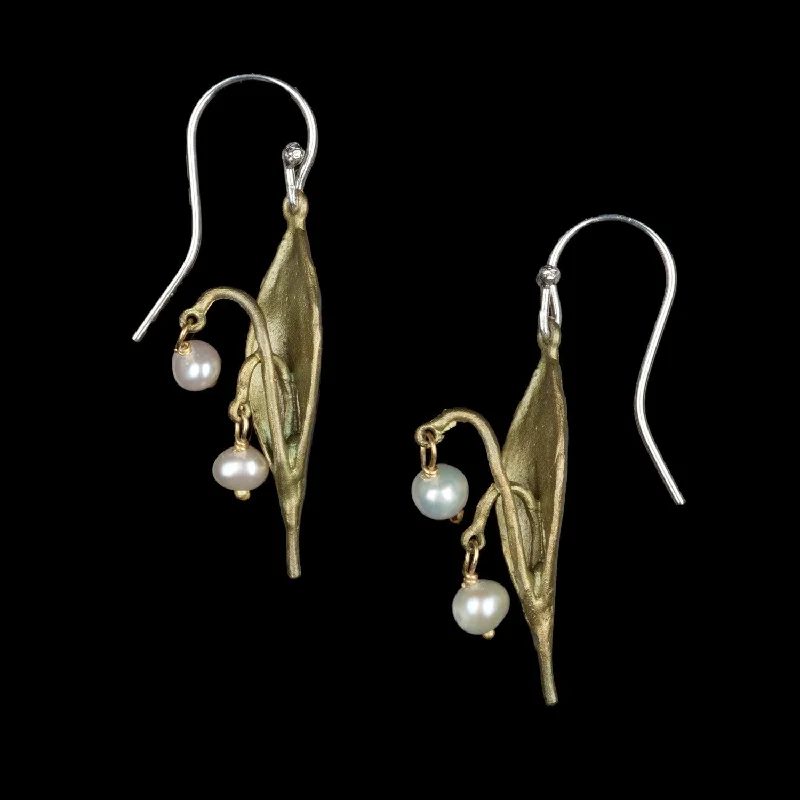 Ladies earrings for party sparkle -Lily of the Valley Earrings - Leaf Drop