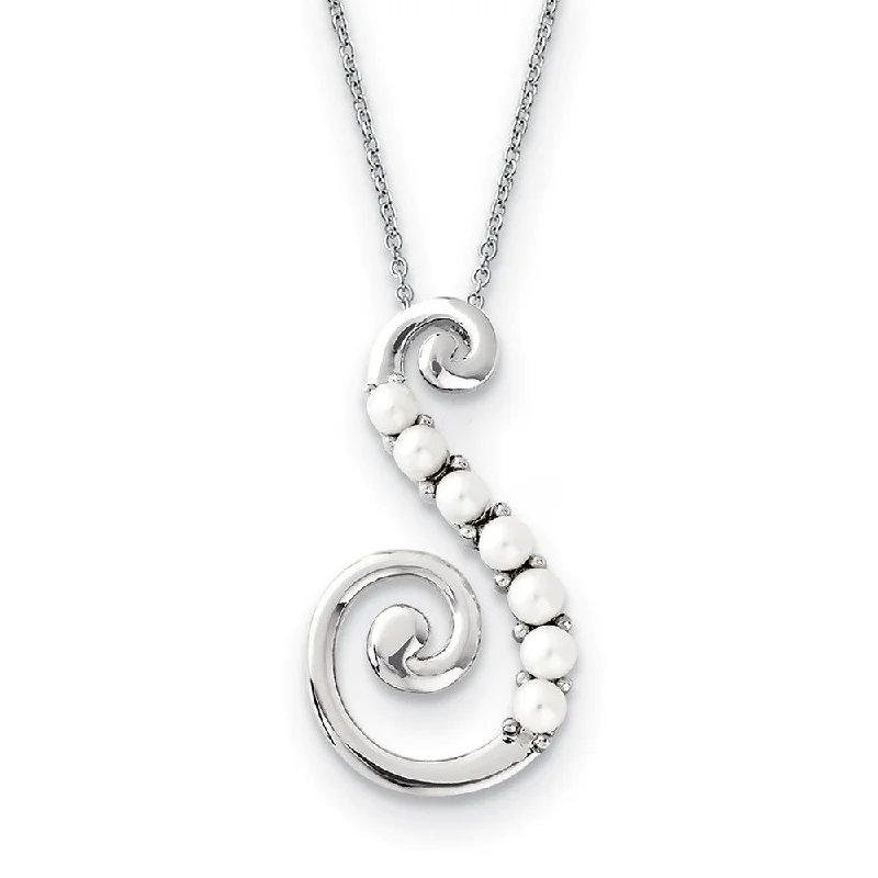 ladies-statement-silver-necklaces-Reaching Out Sterling Silver and FW Cultured Pearl 18-Inch Necklace