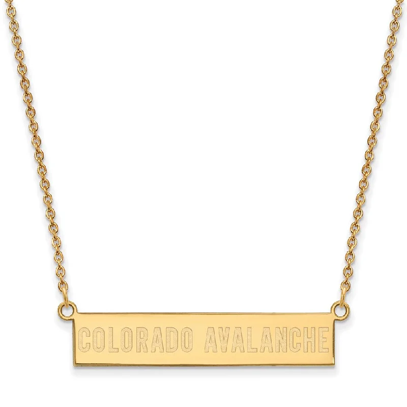 ladies-unique-silver-necklaces-SS 14k Yellow Gold Plated NHL Colorado Avalanche SM Bar Necklace, 18in