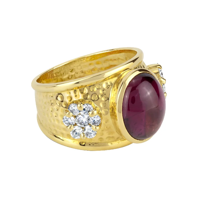 Ladies rings for pastoral vibes -Ring- Rubellite And Diamond (1962D)