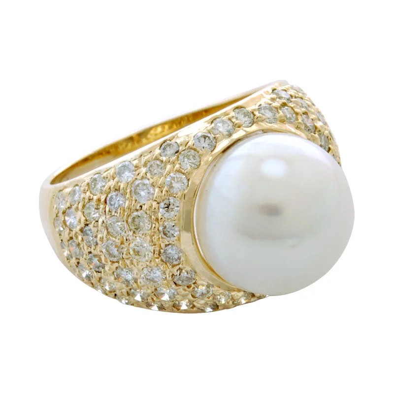 Ladies rings for chill vibes -Ring-Pearl and Diamond