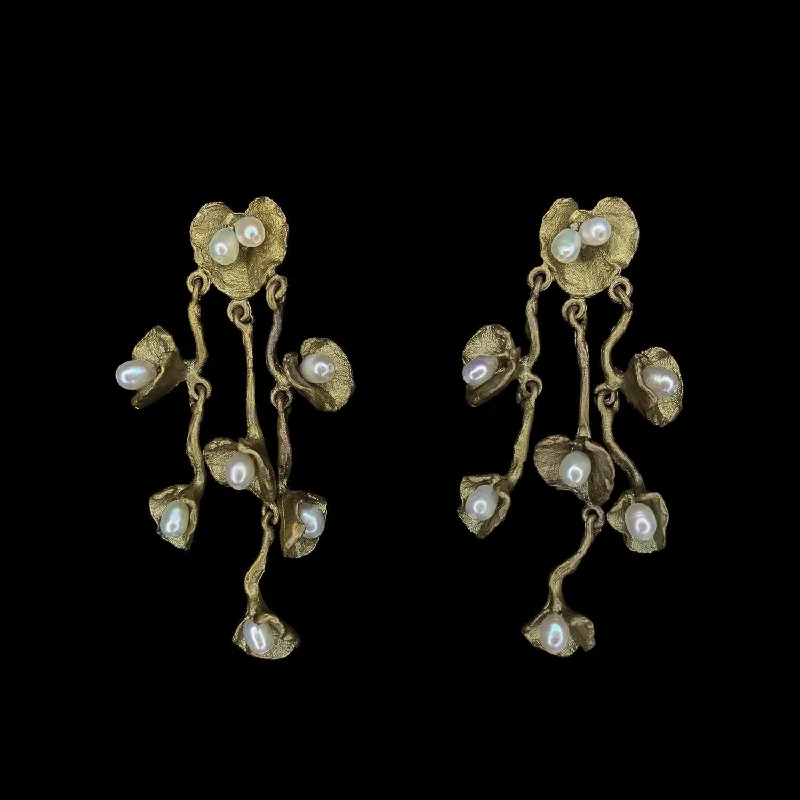 Ladies earrings with den studs -Silver Falls Earrings - Chandelier