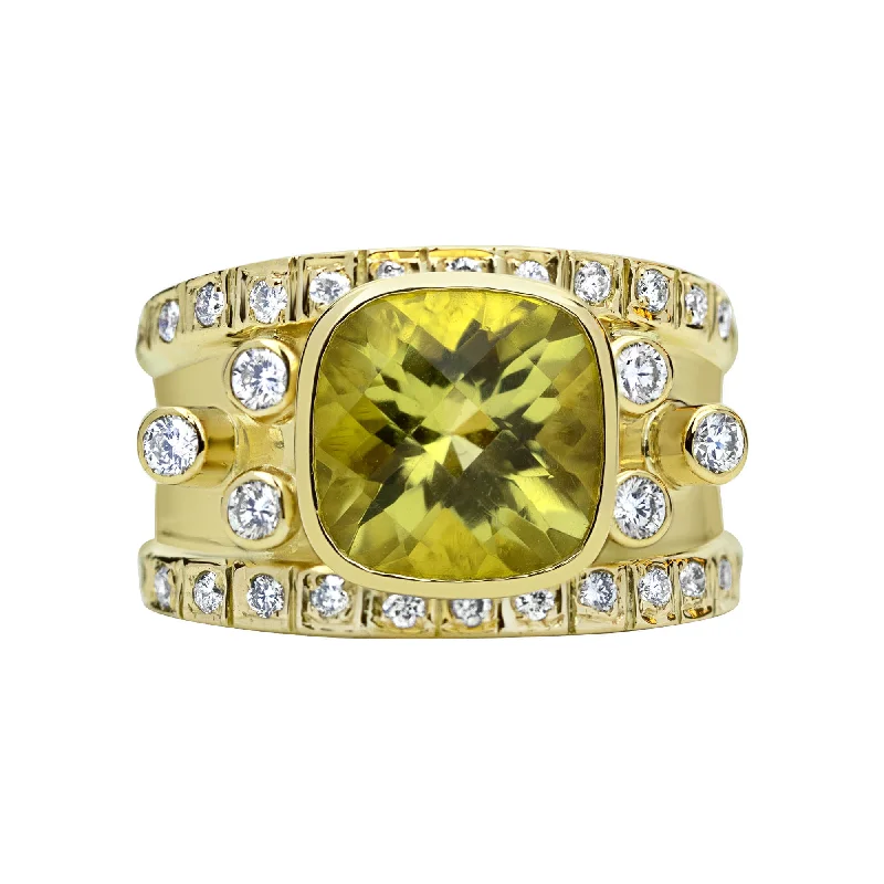 Ladies rings with hoof designs -Ring - Lemon Quartz And Diamond (2317A)