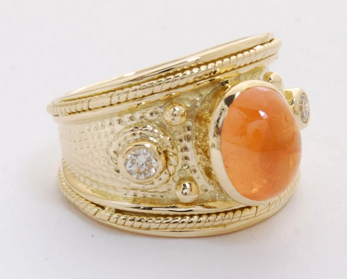 Ladies rings unique charm -Repair - Ring - Orange Garnet and Diamond (1824K)