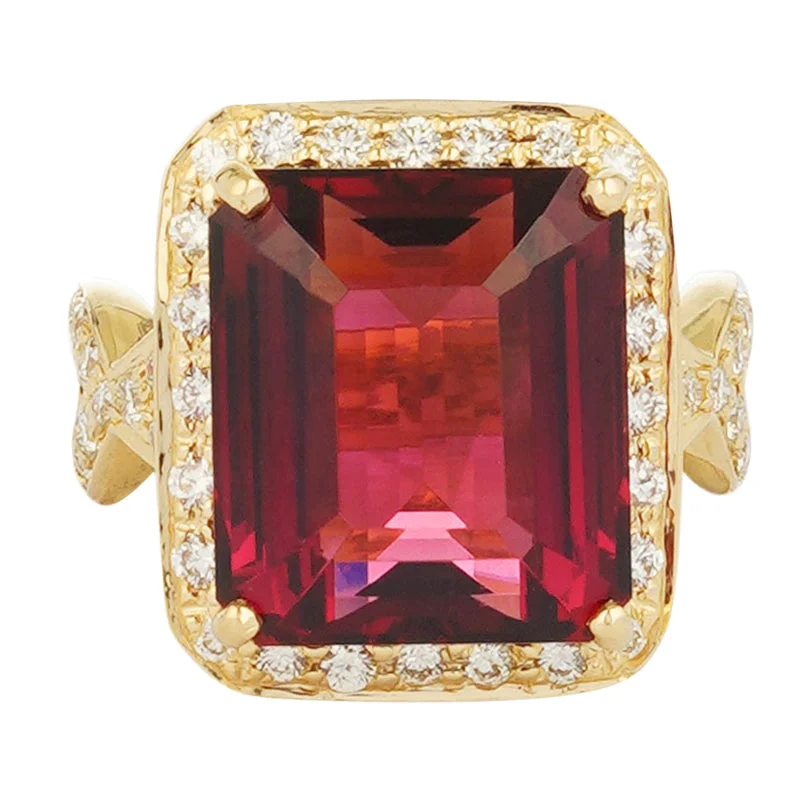 Ladies rings with swim designs -Ring - Pink Tourmaline and Diamond (2221A)