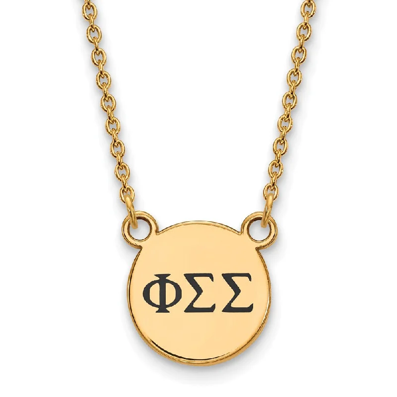 ladies-diamond-link-necklaces-14K Plated Silver Phi Sigma Sigma Small Enamel Greek Letters Necklace