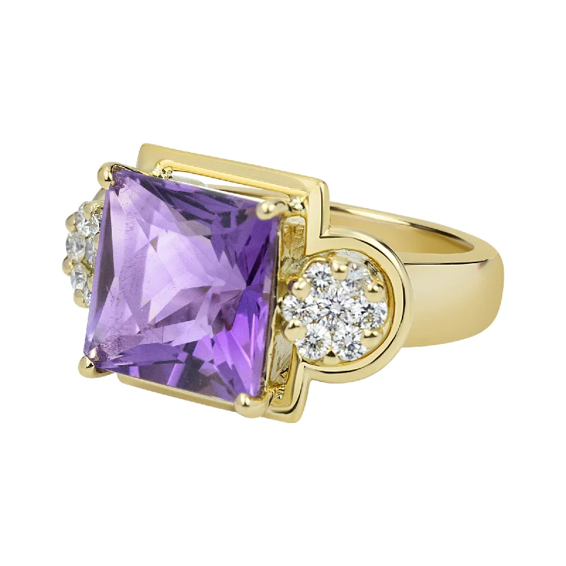 Ladies rings with navy lapis -Ring - Amethyst And Diamond (2329C)