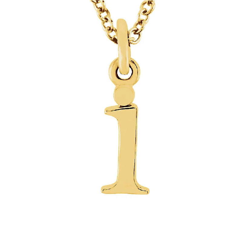 ladies-unique-pearl-necklaces-The Abbey Lower Case Initial 'i' Necklace in 14k Yellow Gold, 16 Inch