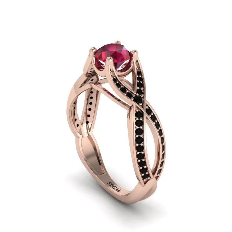 Ladies engagement rings soft blush gold -Ruby Eternal Twist Engagement Ring - Maisie No. 41