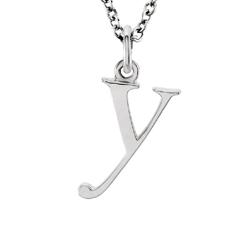 ladies-silver-box-necklaces-The Abbey Lower Case Initial 'y' Necklace in 14k White Gold, 16 Inch